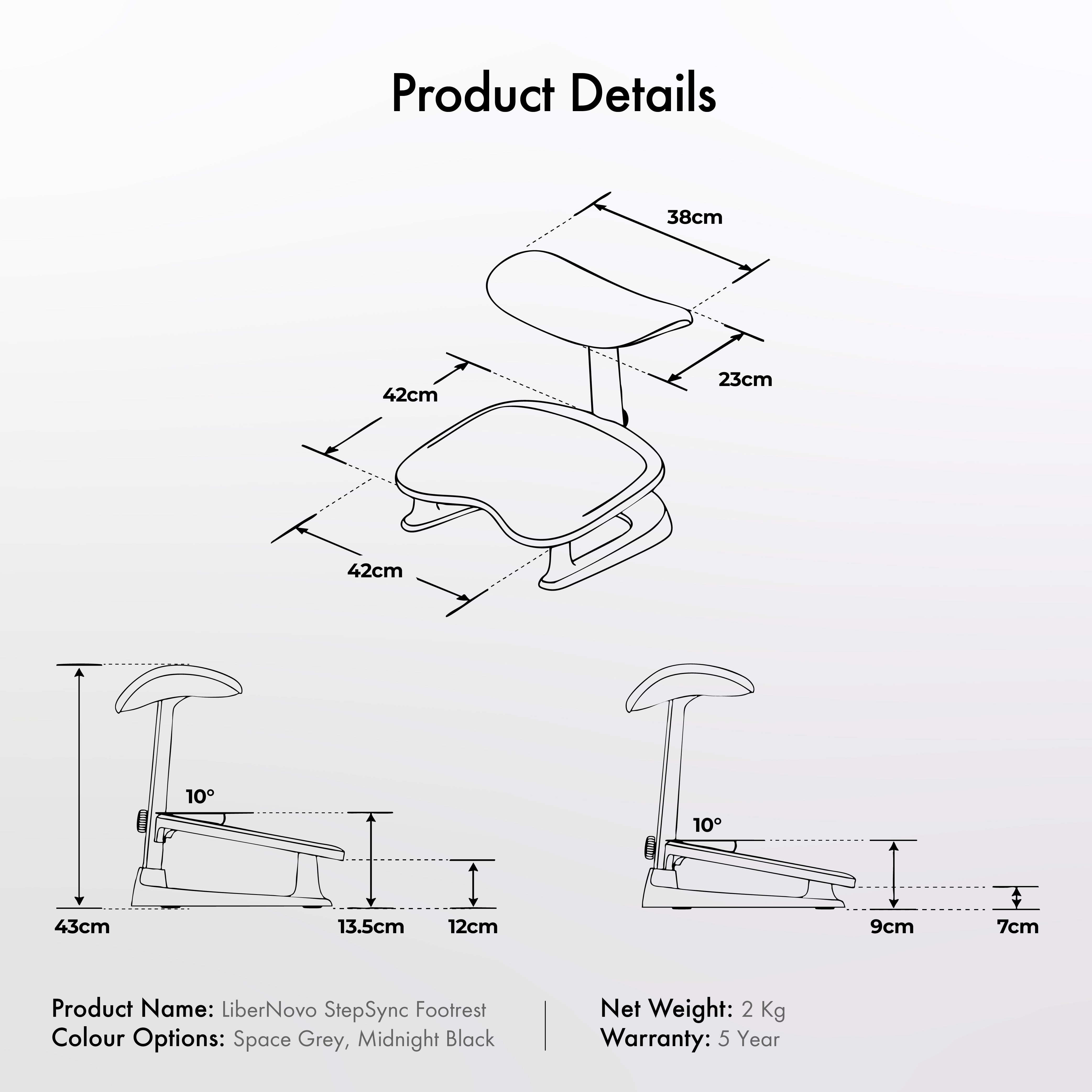 [Pre-Order, ETA: 11 Nov for Space Gray, 31 Dec for Midnight Black] LiberNovo StepSync Footrest